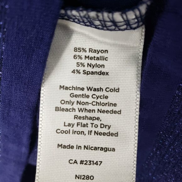 3/$25 Talbots Metallic Striped Top MP Long Sleeves Casual Blue - Picture 8 of 8